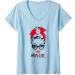 Womens May Girl Wink Eye Woman Face Wink Eyes Lady Face V-Neck T-Shirt