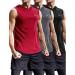 Neleus Workout Athletic Muscle Tank with Hoods Pack of 3 - Large- black/grey/red