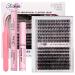 Fenshine Cluster Eyelash Extensions 240pcs 20D/40D Cluster Eyelashes Mixed  Natural False Eyelashes Cluster Soft Individual Lashes Clusters Mix 9-14mm 240Pcs 0.07D Curl 20D+40D Lashes Extension Kit