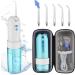 Water Flosser Professional Cordless for Teeth KOOVON Portable Travel Teeth Cleaner - Electric Rechargeable Dental Oral Irrigator with 4 Modes  5 Replacement Tips IPX7 Waterproof Travel Bag