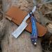 Damascus Straight Razor-Custom Shaving Blade kit for men Shave Ready Straight Edge Razor, Damascus Steel Barber Approved Straight Razor,Mens Straight Razor, Leather Case,Close Shave, Great Gift, BLUE