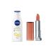 NIVEA Vitamin C Q10 Firming Body Lotion + 983 Beige Baby Lipstick Set