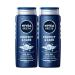 NIVEA MEN Men's Shower Gel Protect & Care 500ml Aloe Vera Deep Cleansing Body Hair Face X2 Pieces