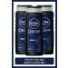 NIVEA MEN Men's Deep Dimension Bath and Shower Gel 500ml 3 in 1 Complete Care Body Hair Face