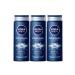 NIVEA Men's Hair and Body Shampoo 250 ml Protect & Care X3 Pieces