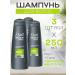 Dav Set of 3 pieces of shampoo Men Fresh Mentol 250ml