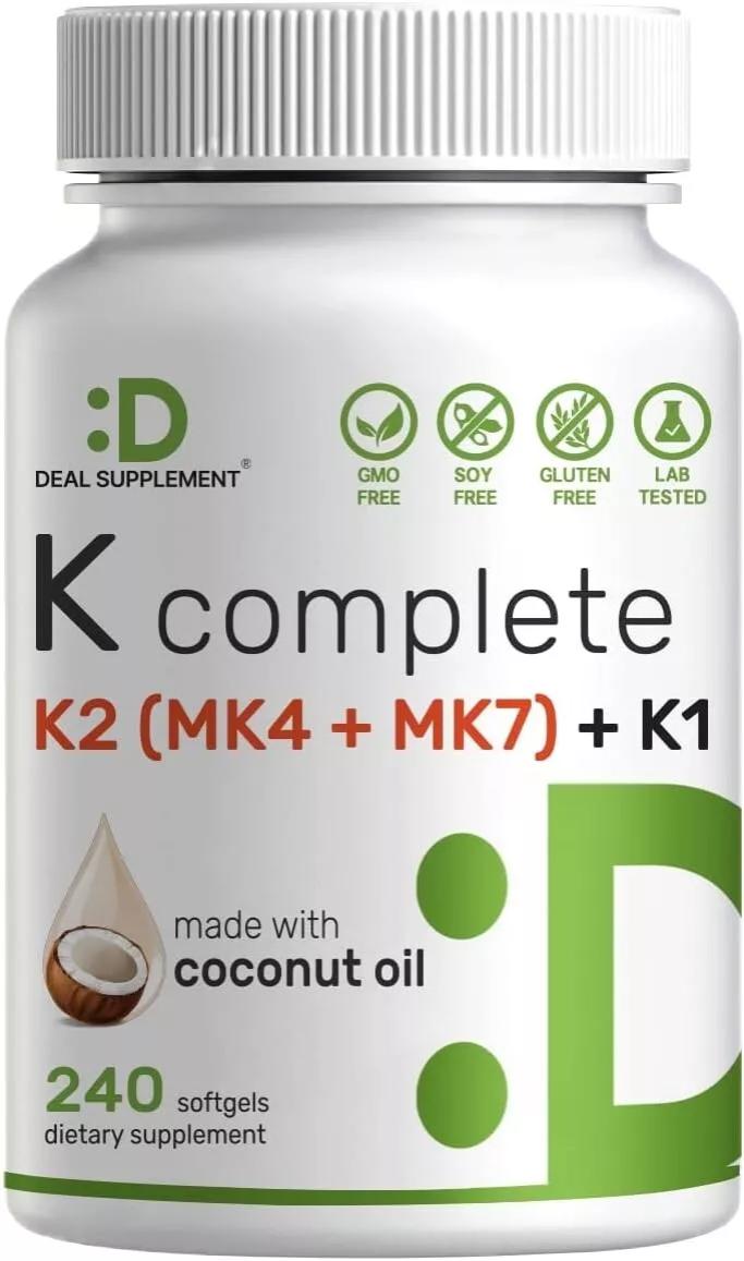 Deal Supplement Vitamin K Complete High Potency Vitamin K2 MK-7 and MK ...