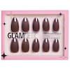 Terra - short, almond press-on nails in an earthy matte brown base finished with matching glazed french tips