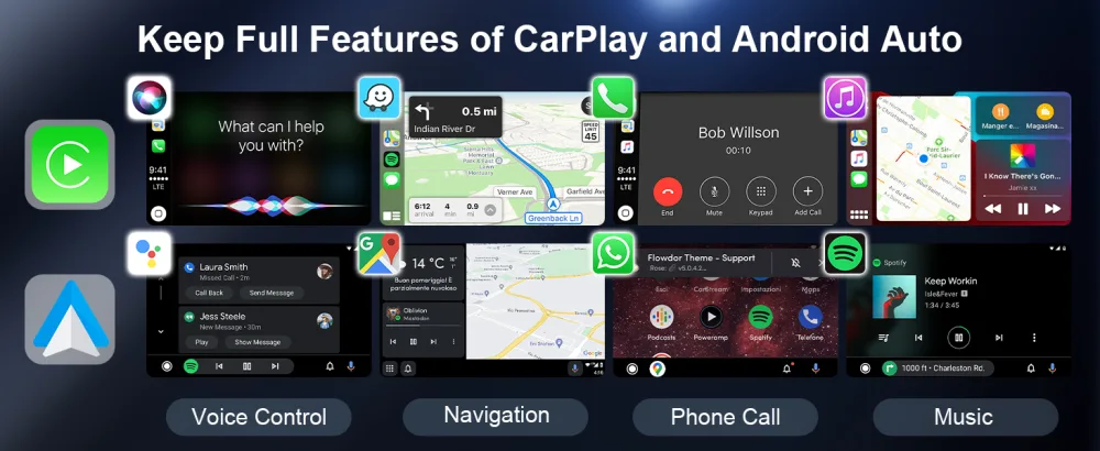 Wireless Carplay/Android Auto Adapter - 2024 Style Seamless OEM Wired Carplay/Android Auto Conversion, USB A/USB C Compatibility, Plug & Play Setup for Wireless Control - Wireless Carplay/Android Auto Adapter