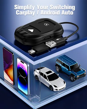 Wireless Carplay/Android Auto Adapter - 2024 Style Seamless OEM Wired Carplay/Android Auto Conversion, USB A/USB C Compatibility, Plug & Play Setup for Wireless Control - Wireless Carplay/Android Auto Adapter