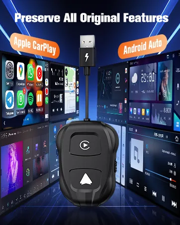 Wireless Carplay/Android Auto Adapter - 2024 Style Seamless OEM Wired Carplay/Android Auto Conversion, USB A/USB C Compatibility, Plug & Play Setup for Wireless Control - Wireless Carplay/Android Auto Adapter