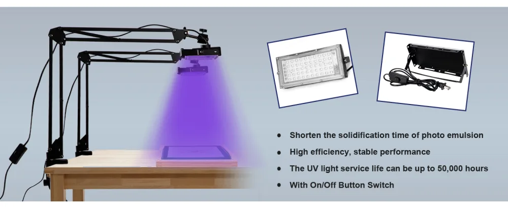 Pllieay 2 Pack 25W LED UV Screen Printing Exposure Light, Screen Printing lamp with Adjustable Light Stand, LED Exposure Unit Exposure Lamp for Screen Print Exposing Cyanotypes Photo Emulsion - uv led exposure light for screen print