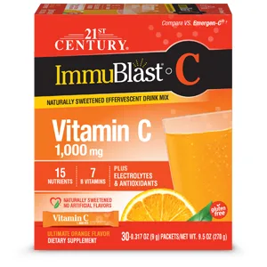 21st Century ImmuBlast-C Effervescent Drink Mix Ultimate Orange 1000 mg 30 Packets 0.317 oz (9 g) Each - product information 5