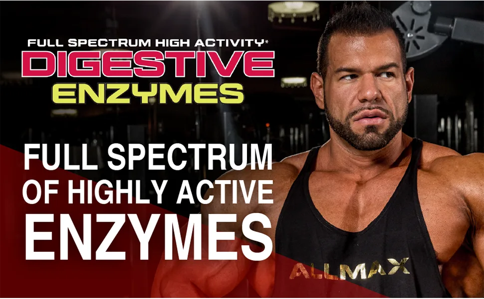 ALLMAX Nutrition Digestive Enzymes + Protein Optimizer 90 Capsules - digestive enzymes full spectrum highly active