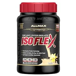 ALLMAX Nutrition Isoflex Pure Whey Protein Isolate (WPI Ion-Charged Particle Filtration) Vanilla 2 lbs (907 g) - isoflex vanilla protein