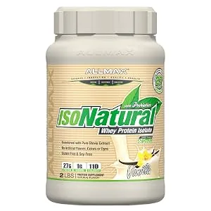 ALLMAX Nutrition IsoNatural Pure Whey Protein Isolate Vanilla 2 lbs (907 g) - isonatural vanilla flavor protein powder
