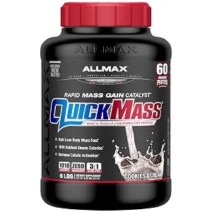 ALLMAX Nutrition Quick Mass  Rapid Mass Gain Catalyst Cookies & Cream 6 lbs (2.72 kg) - quickmass gain weight muscle cookies cream flavor