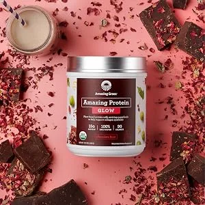 Amazing Grass Organic Amazing Protein Glow Unflavored 11.1 oz (315 g) - Chocolate Rose