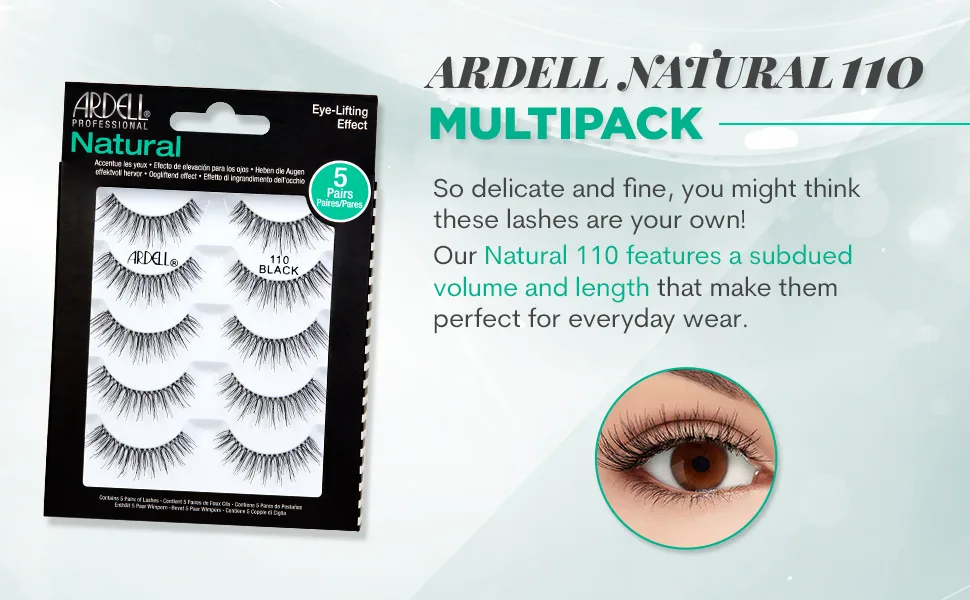 Ardell Natural Lash Eye-Lifting Effect 5 Pairs - Ardell False Eyelashes Natural 110 Black, 1 pack (5 pairs per pack) …