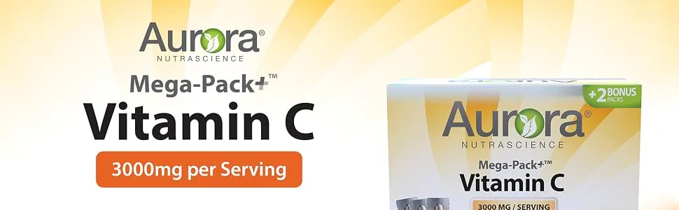 Aurora Nutrascience Mega-Liposomal Vitamin C 3000 mg 32 Single-Serve Liquid Packets 0.5 fl oz (15 ml) Each - Mega-Pack+ Vitamin C