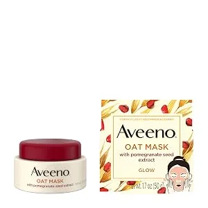 Aveeno Oat Beauty Mask with Pomegranate Seed Extract Glow 1.7 oz (50 g) - Aveeno Hydrating and Glow-Boosting Oat Face Mask With Pomegranate Seed Extract