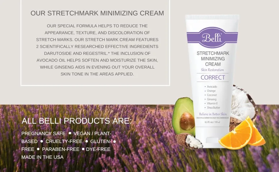Belli Skincare Stretchmark Minimizing Cream 6.5 fl oz (191 ml) - belli beauty