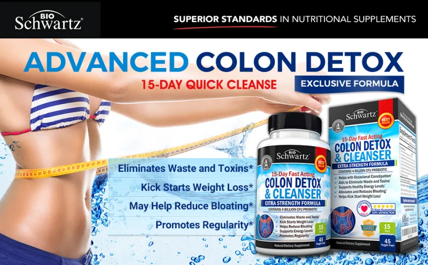 BioSchwartz 15-Day Fast Acting Colon Detox & Cleanser Extra Strength Formula 45 Veggie Caps - Colon Cleanse