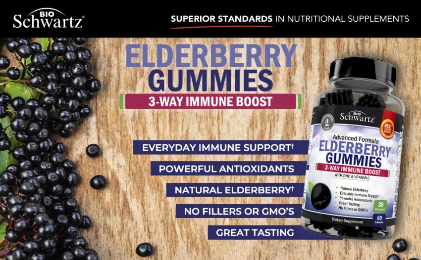 BioSchwartz Advanced Formula Elderberry Gummies with Zinc & Vitamin C 60 Gummies - BIOSCHWARTZ ELDERBERRY GUMMIES IMMUNE SUPPORT