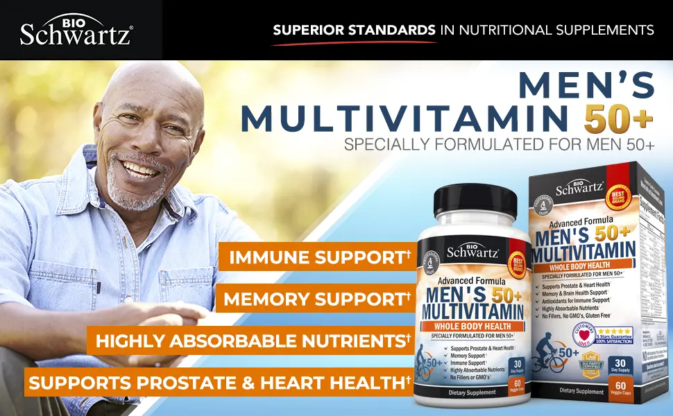 BioSchwartz Advanced Formula Men's 50+ Multivitamin 60 Veggie Caps - 50+ man