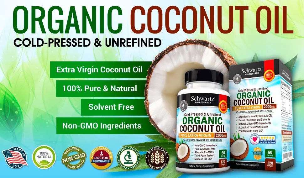 BioSchwartz Organic Coconut Oil 2000 mg  120 Softgels - product information 1