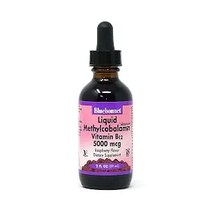 Bluebonnet Nutrition EarthSweet Chewables Methylcobalamin Natural Raspberry Flavor 1000 mcg 60 Chewable Tablets - Liquid 5000 mcg
