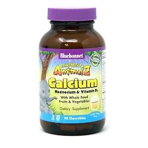 Bluebonnet Nutrition Rainforest Animalz Complete Daily Whole Food-Based Nutrition Cherry Flavor 180 Chewables - Calcium