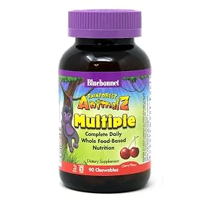 Bluebonnet Nutrition Rainforest Animalz Complete Daily Whole Food-Based Nutrition Cherry Flavor 180 Chewables - Cherry