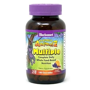 Bluebonnet Nutrition Rainforest Animalz Vitamin D3 Natural Mixed Berry Flavor 400 IU 90 Chewable Tablets - Calcium