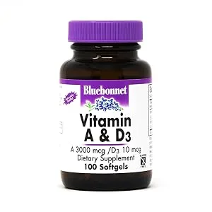 Bluebonnet Nutrition Vitamin A & D3 100 Softgels - Vitamin A & D3