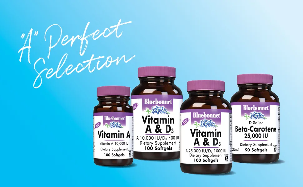 Bluebonnet Nutrition Vitamin A & D3 100 Softgels - Vitamin A Family