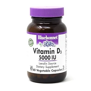 Bluebonnet Nutrition Vitamin D3 & K2 60 Vegetable Capsules - Vitamin D3 5000iu
