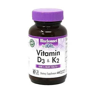 Bluebonnet Nutrition Vitamin D3 & K2 60 Vegetable Capsules - Vitamin D3 & K2