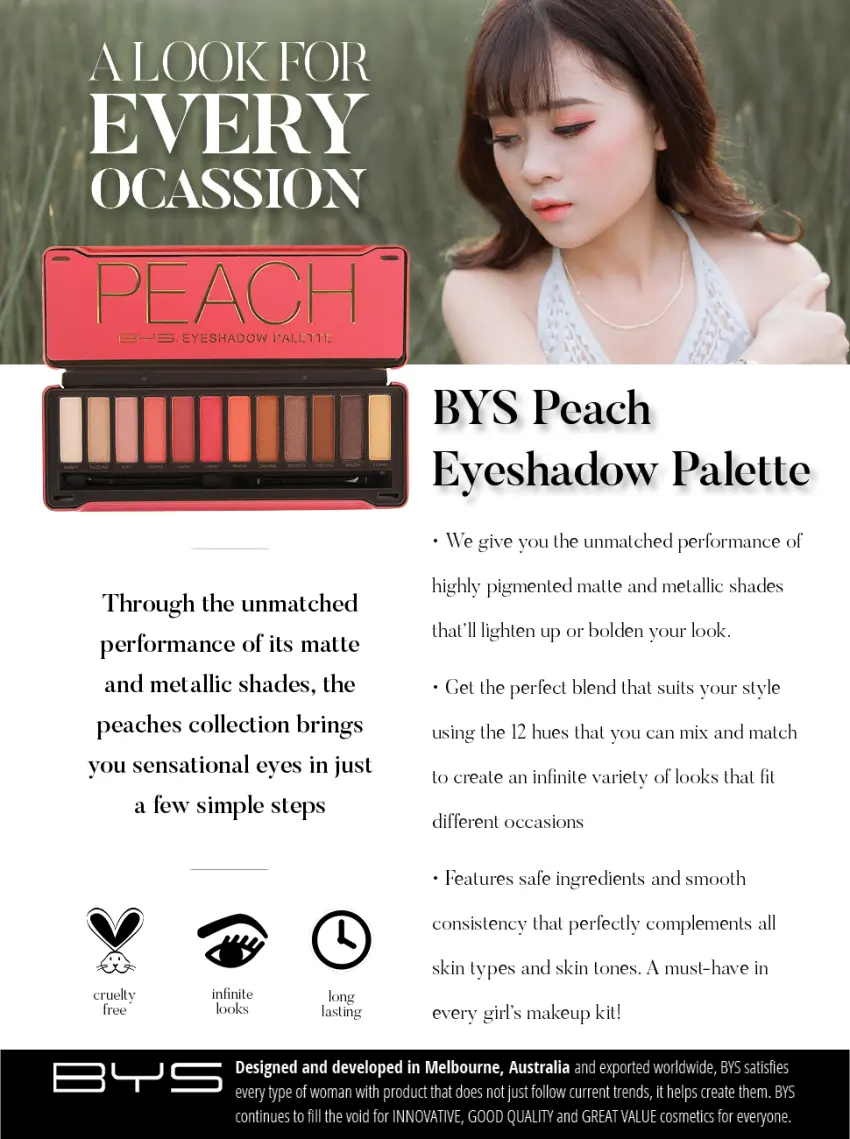 BYS Peach Eyeshadow Palette 12 g - product information 1