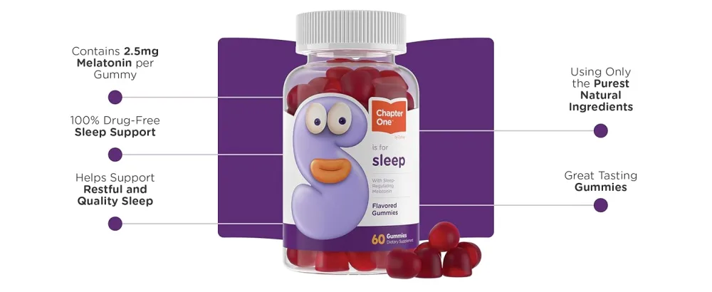 Chapter One S Is For Sleep with Melatonin Flavored Gummies 60 Gummies - Melatonin Gummies