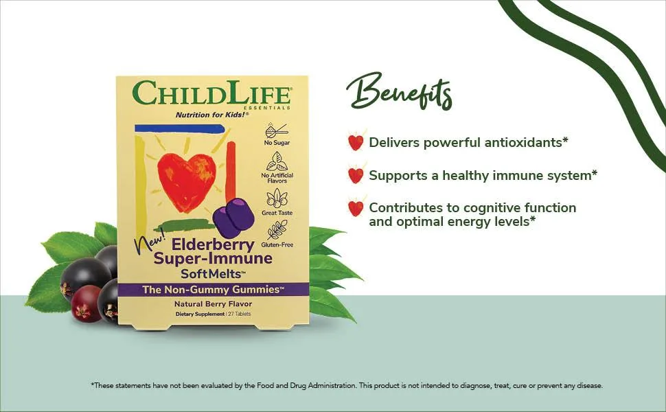 ChildLife Elderberry Super-Immune SoftMelts Natural Berry Flavor 27 Tablets - Elderberry SoftMelt Benefits