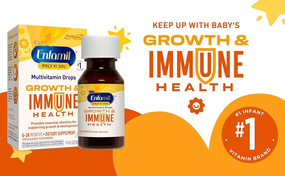Enfamil Poly-Vi-Sol Liquid Multivitamin Supplement for Infants and Toddlers, 50 mL dropper bottle - #1, growth, immune health, multivitamin, essential vitamins, development