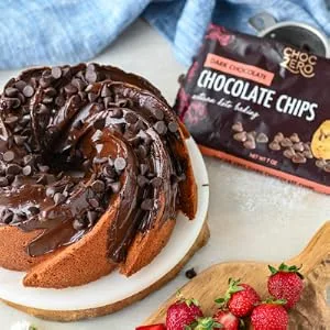 ChocZero Dark Chocolate Chips Sugar Free 7 oz - Bundt Cake made with ChocZero's Dark Chocolate Chips