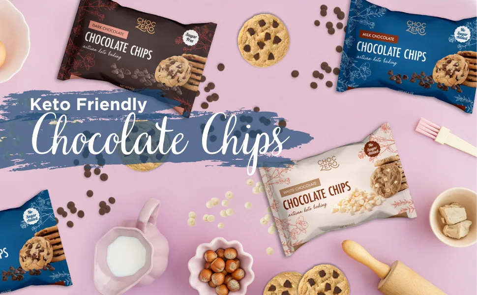 ChocZero Dark Chocolate Chips Sugar Free 7 oz - ChocZero's Keto Friendly Chocolate Chips