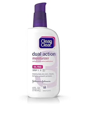 Clean & Clear Dual Action Moisturizer Salicylic Acid Acne Medication 4 fl oz (118 ml) - CLEAN & CLEAR Essentials Dual Action Moisturizer