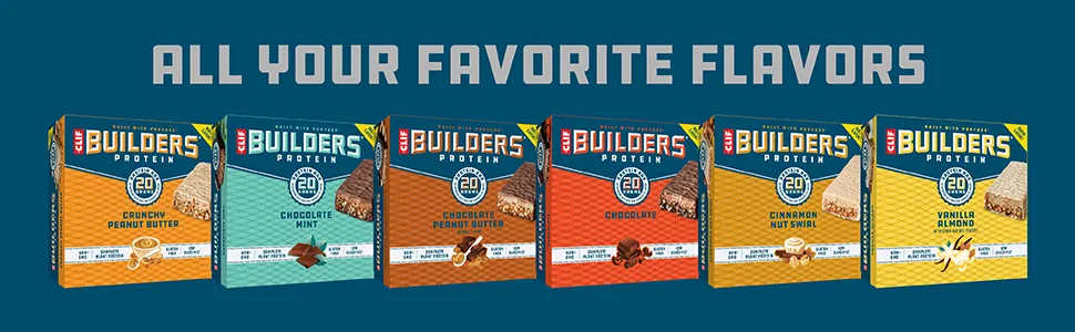 Clif Bar Builder's Protein Bar Chocolate Mint 12 Bars 2.40 oz (68 g) Each - builders, cliff bars, clif bars, protein bars, high protein, energy bars, quest