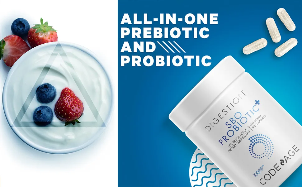 CodeAge Digestion SBO Probiotic+ 100 Billion CFU 90 Capsules - Codeage - SBO 100 Billions Probiotics for Women and Men