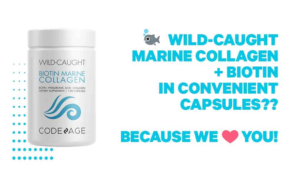 CodeAge Wild Caught Biotin Marine Collagen 120 Capsules - Codeage - Marine Collagen Capsules