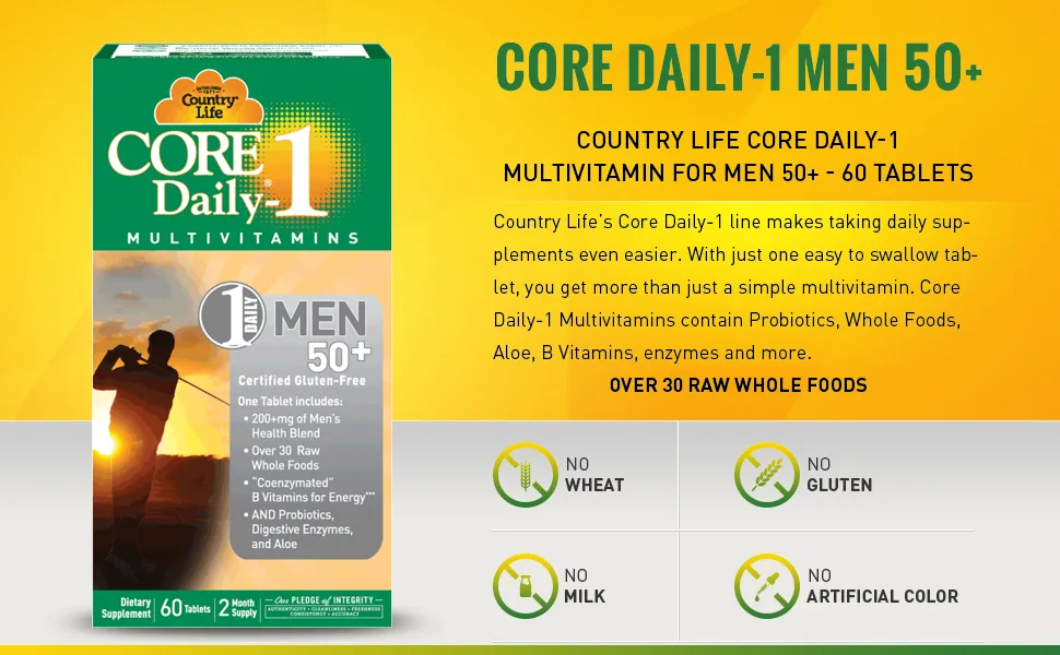 Country Life Core Daily-1 For Men 50+ 60 Tablets - product information 2