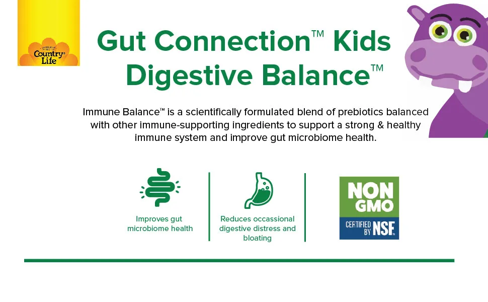 Country Life Gut Connection Kids Digestive Balance Sweet & Sour  60 Chewable Tablets - gut connection digestive1